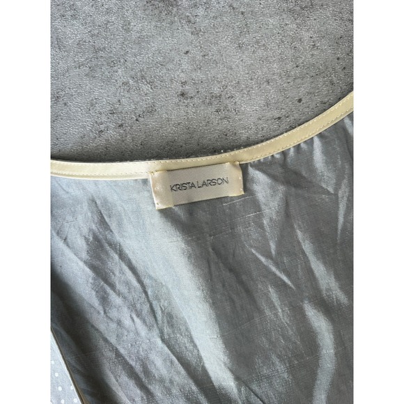 Krista Larson Silk Tank Vest Blue Silver Dot Button Front Sleeveless One Size - Picture 4 of 9